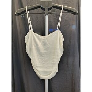 Forever 21 Large Sheer Rouched Cami Tank Ivory Cream